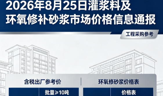 绥宁2026年8月25日灌浆料及环氧修补砂浆市场价格信息通报